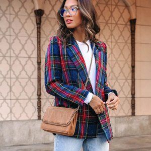 FRANKLIN METALLIC PLAID BLAZER